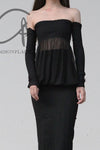 marc le bihan long sleeve off shoulder corset 26944-E21 BLACK